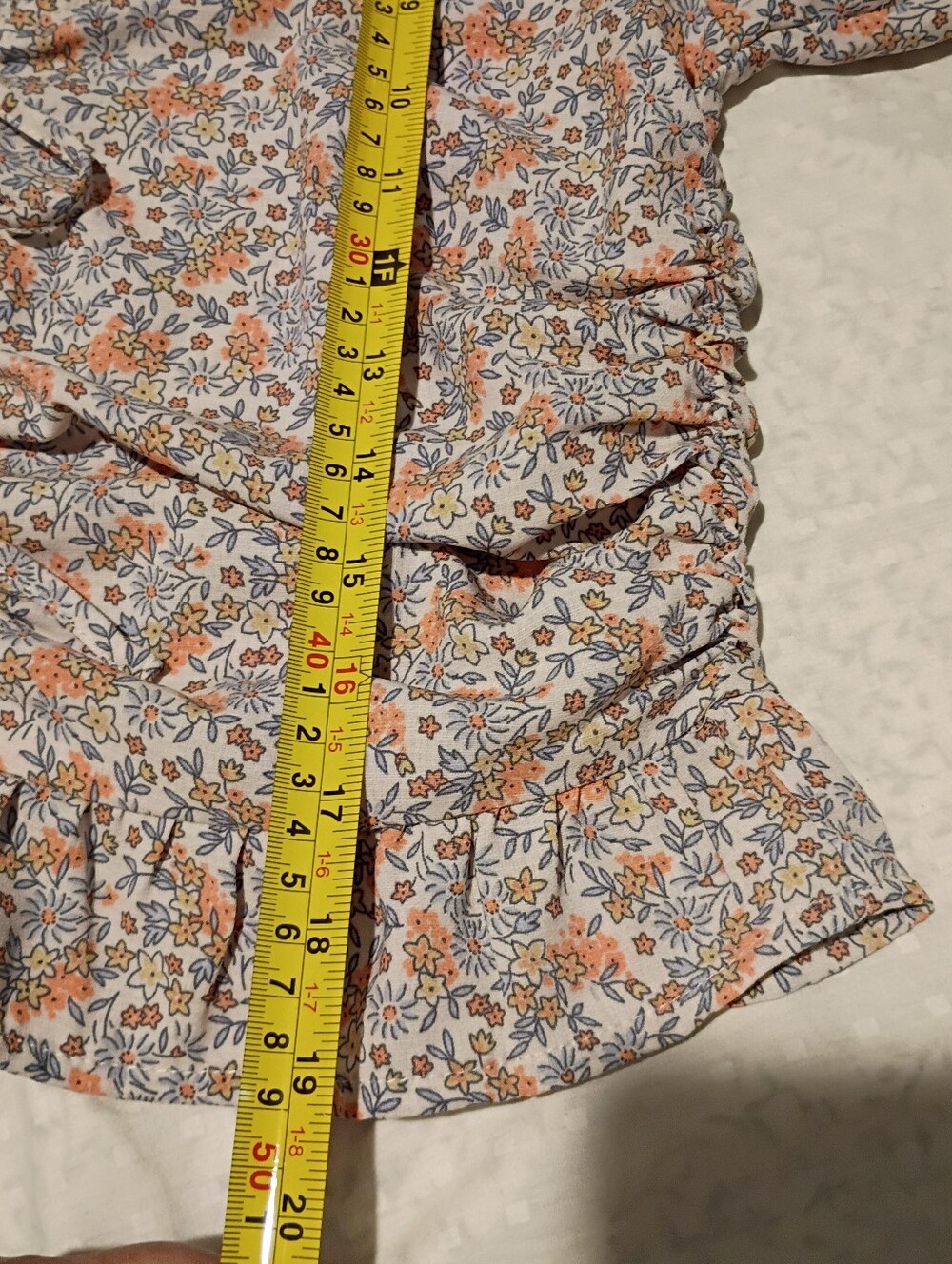 H&M Smocked Juniors Medium Floral Top in Peach & Light Blue - Picture 6 of 8